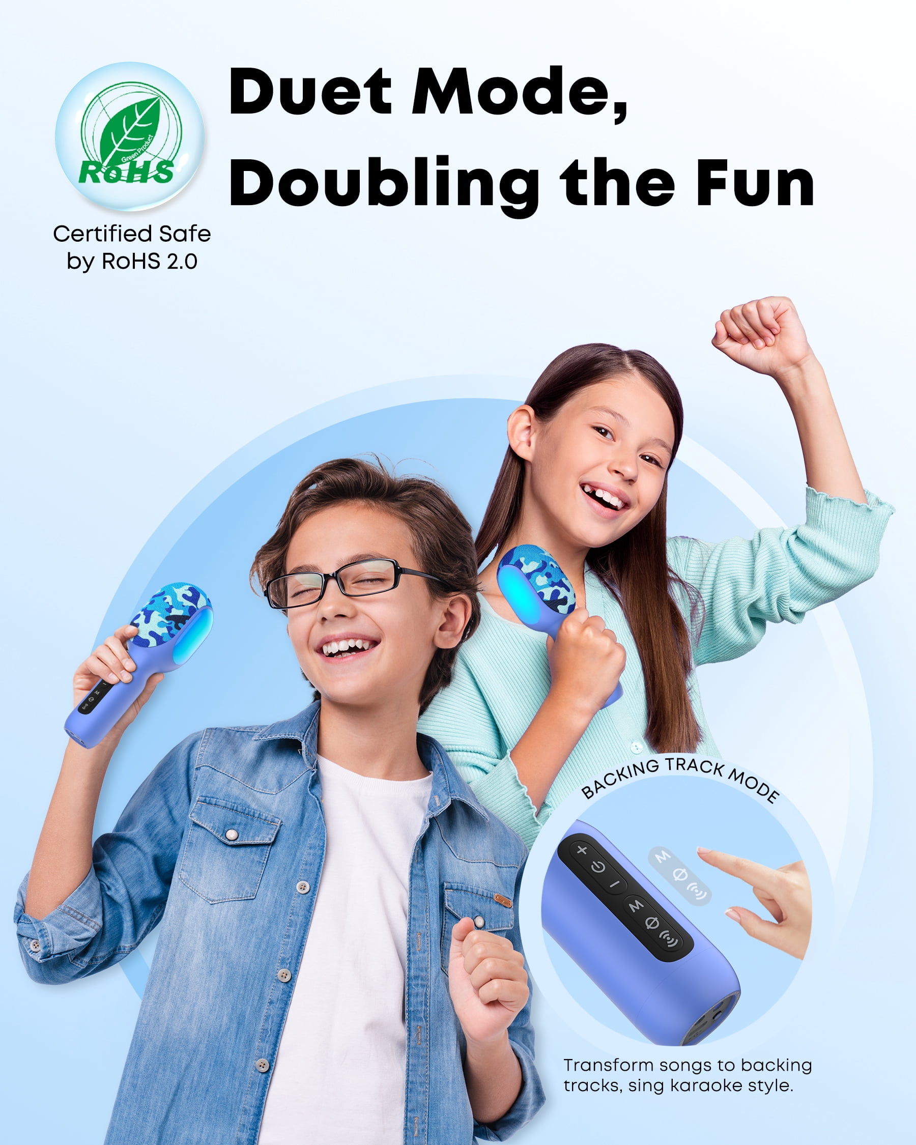 Wireless Bluetooth Karaoke Microphone for Sing, Handheld Mic with Speaker, Voice Changer Effect