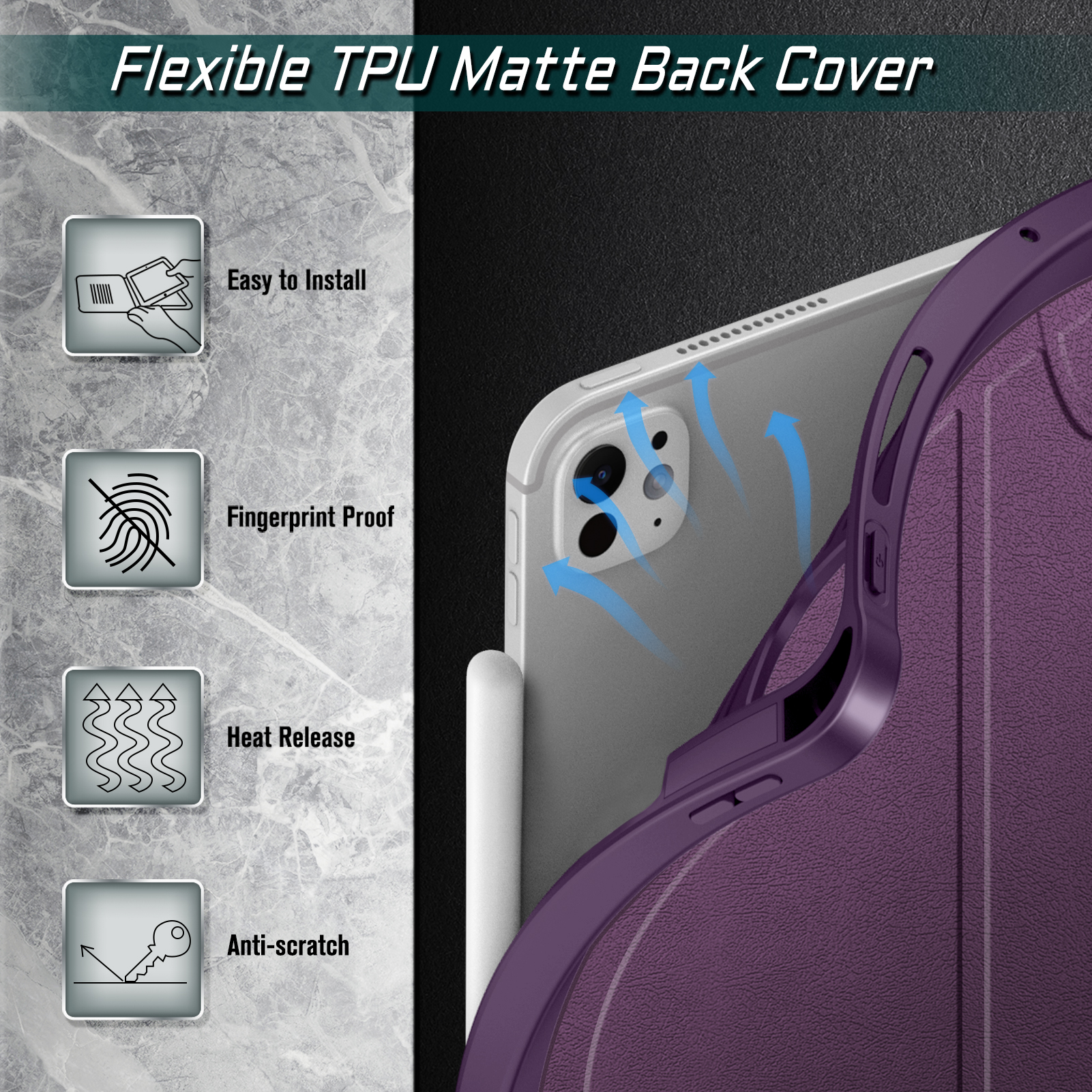 Fintie Magnetic Stand Case for iPad Pro 11-inch (M5) 2025 / (M4) 2024 - Multiple Angles Shockproof Rugged Soft TPU Cover with Pencil Holder, Purple