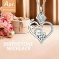 thumbnail image 3 of HESHPAWS 925 Sterling Silver Birthstone Necklace Rose Flower Heart Pendant Jewelry ， Love Pendant Necklaces for Women With Birthstone Zirconia Christmas Valentines Mother's Day Gifts for Women Mom, 3 of 7
