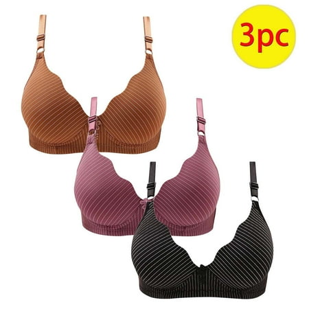 LYEAA Bras for Women No Underwire Push up 3 Pack of No Wire Bra Full Figure Lifting Adjustable Strap Everyday Bra Support Under Outfit Bra Solid Breathable T-Shirt Bra Sleep Bra Shapewear Bra Red XL