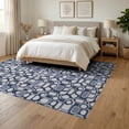 thumbnail image 3 of ODIKA 6'x9' Navy White Geometric Retro Design Washable Area Rug Bold Mid-Century Inspired Abstract Pattern Non-Slip, Chair-Friendly, for Dining Room, Under Table, Office Décor, 3 of 7
