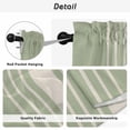 thumbnail image 5 of Sage Green Beige Striped Tier Curtains, Modern Farmhouse Retro Lines Light Filtering Kitchen Curtains, 2Pcs Rod Pocket Half Window Treatments Panels for Sink Cafe Cabinet Camper 27.5x36 Inches, 5 of 9