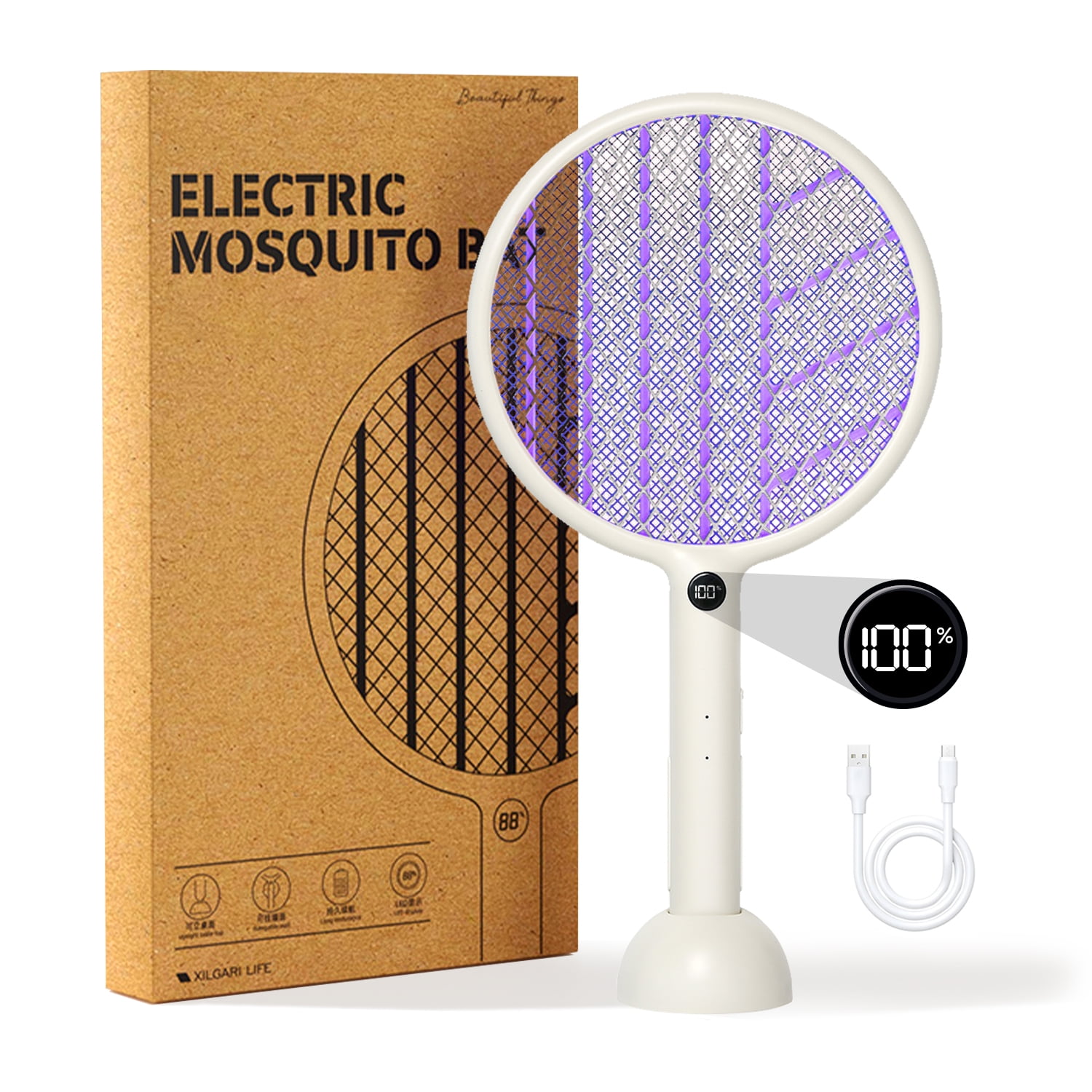 LISUEYNE Electric Fly Swatter 3000V Bug Zapper Racket 3 in 1 Fly