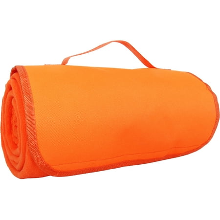 Threadart Portable Sports Stadium Blanket with Carrying Strap | Packable for Travel | Soft Fleece Fabric | 58in x 48in - Orange - 5 Colors Available