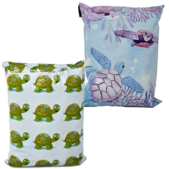 Adorable Green & Sea Turtles 10x13 Poly Mailers Combo – Playful Mailing, Boys, Girls Shipping Bags