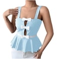 thumbnail image 1 of Wo-Fusoul Débardeur Sans Manches pour Femmes avec Nœud Contrasté, Débardeur à Col Rond pour Femmes, Blouse Confortable et Extensible pour Usage Quotidien et Maison, 1 of 3