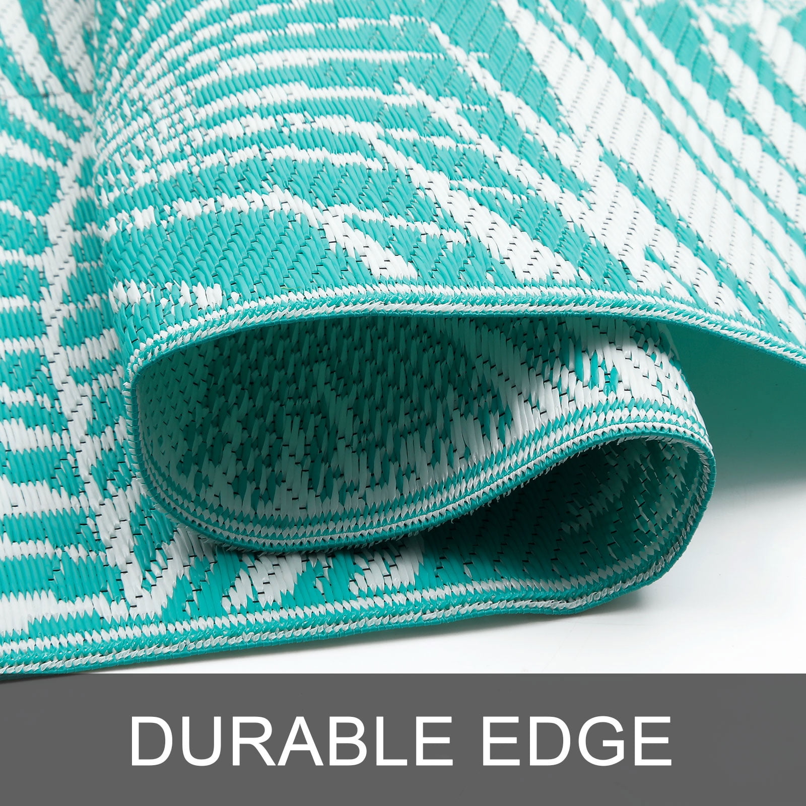 MeyJey Outdoor Rug, 5'x7' Reversible Waterproof Area Rug, Plastic Mat for RV Patio Camping, Teal