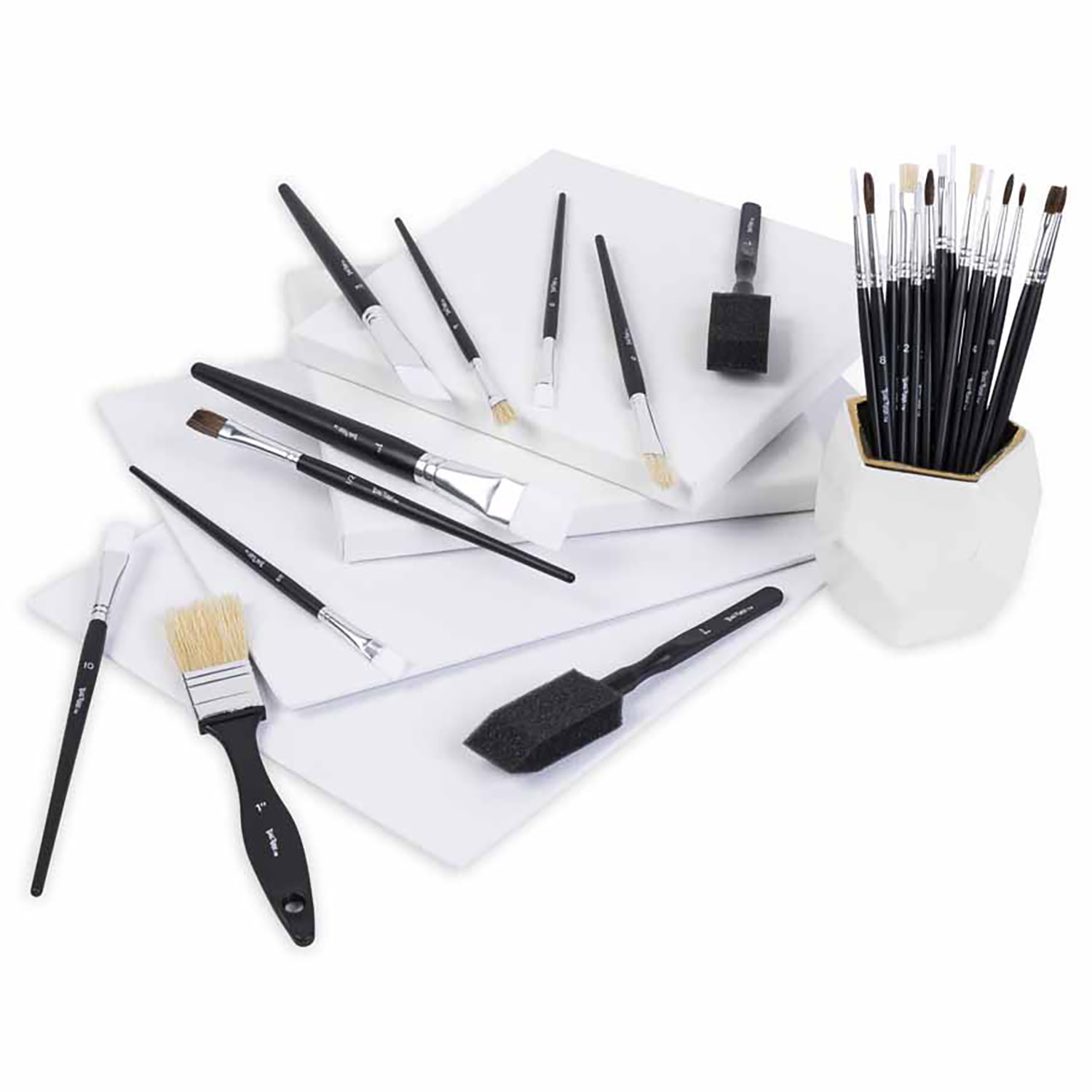 Brea Reese: Brush Set: Value Pack - 25pc - Premium Natural Boar Bristles, Storage Pouch, Perfect for Watercolor & Acrylic Paints, Adult Art Supplies