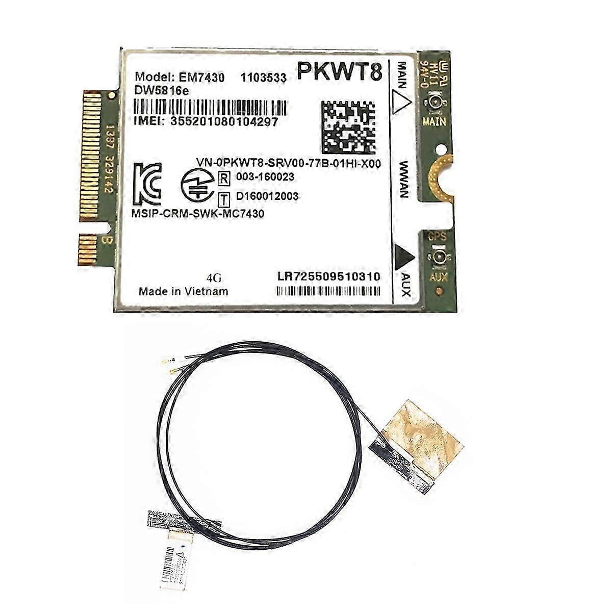 EM7430 DW5816E 4G LTE Module+2XAntenna GOBI6000 for Dell Latitude 7280 ...