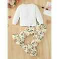 thumbnail image 3 of GXFC Kids Girl Fall Outfits Set Clothes 1T 2T 3T 4T Toddler Girl Long Sleeve Butterfly Sweatshirt Tops and Flare Pants  2Pcs Casual Autumn Clothing for Children Girl, 3 of 9