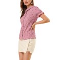 thumbnail image 4 of Allegra K Women's Peter Pan Collar Top Blouse Ruffle Puff Sleeve Stars Button Down Shirt, 4 of 6
