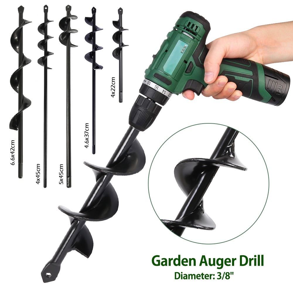Garden Auger Drill Bit Earth Auger Drill Bit Set 45 X 4CM/45 X 7.6CM Drive Garden Post Hole Diggers Tool for Seedlings Flower Bulbs Planting