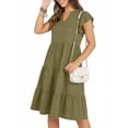 thumbnail image 4 of UVN Summer Dresses for Women Ruffle Sleeve V Neck Midi Dress Casual Beach Sundress with Pockets, 4 of 9