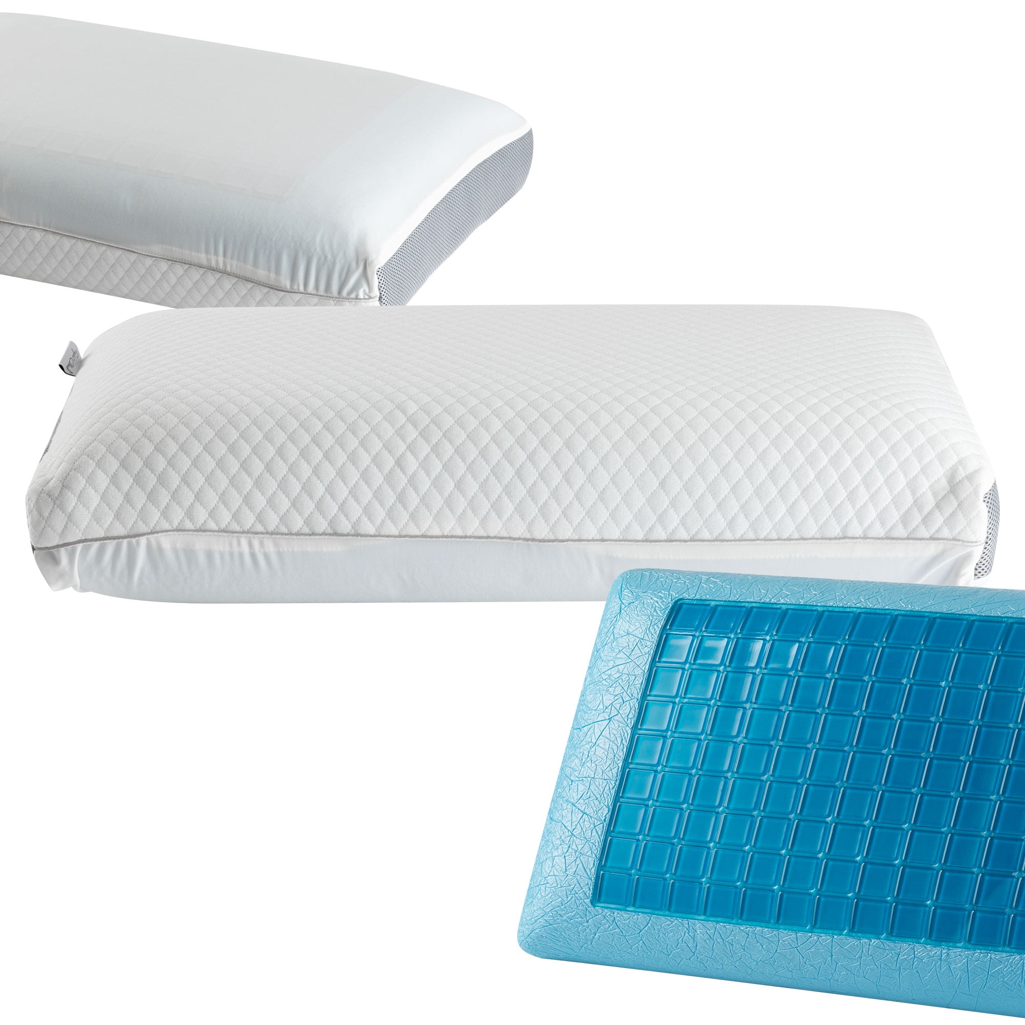 Perfect Cloud Dual Option Cooling Memory Foam Pillow Breathable Gel Pods 5.5” Medium-Loft, Standard