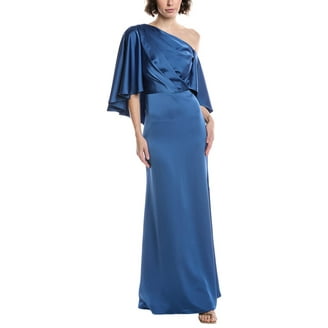 theia one shoulder dress Theia Women's Rayna One Shoulder Draped Gown - Black