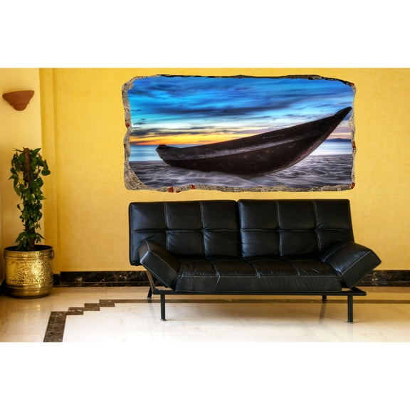 Startonight 3D Mural Wall Art Photo Decor Boat on the Sand I Amazing Dual View Surprise Medium Wall Mural Wallpaper for Bedroom Romantic Wall Paper Art Gift 47.24 ?? By 86.61 ??