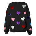 thumbnail image 5 of Womens Valentines Sweatshirt Funny Sequins Love Heart Graphic Long Sleeve Shirt Casual Loose Pullover Top, 5 of 9