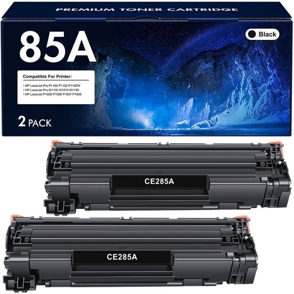 CE285A 85A Toner Cartridge Black Compatible for HP 85A CE285A for HP LaserJet Pro P1102w P1006 P1102 1102W P1102whp M1217nfw M1212nf M1132 M1210 MFP M1217 P1005 Series Printer Ink 2-Pack