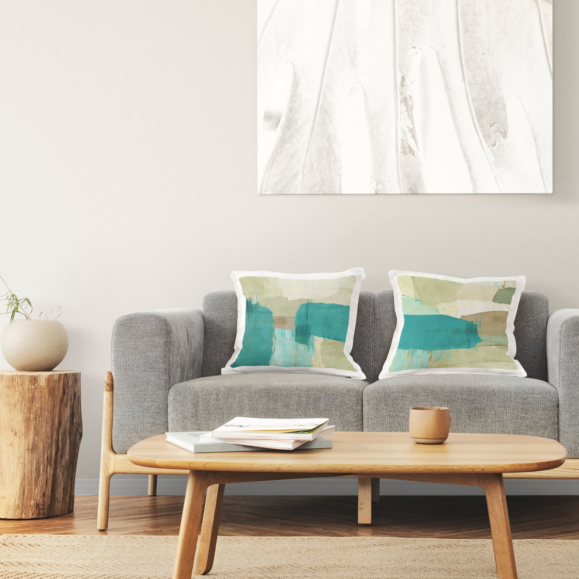 Stupell Industries Teal Geometric Abstract Decorative Printed Throw Pillow, 18 x 18
