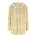 thumbnail image 3 of Fanxing Fleece Hoodies for Women Full Zip Long Sleeve Jacket Coat Solid Long Sleeve Jacket Coat S,M,L,XL,XXL Beige,XXXXL, 3 of 6