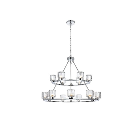Elegant Lighting Cadence 36 Inch Two-Tier Chandelier In Chrome