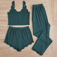 thumbnail image 4 of IMENGL Women's Pajamas Set Loungewear Pyjamas Of 3 Lace Pyjamas V Neck Tank Top Pyjama Shorts 3 Piece Leisure Suit Sleepwear Onesises Pajama Sets for Women,Green, 4 of 8