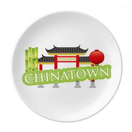 

green china town plate decorative porcelain salver tableware dinner dish