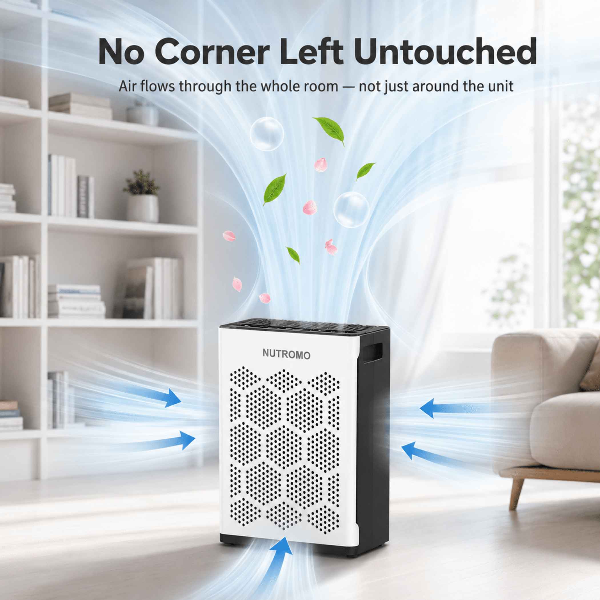 NUTROMO Smart H14 HEPA Air Purifier for Home up to 2400 Sq. Ft., Washable Pre-Filter, Aromatherapy, Air Purifier for Allergies and Asthma