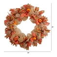 thumbnail image 2 of Nearly Natural 30in. Autumn Pumpkin with Decorative Bows Artificial Fall Wreath, 2 of 3