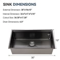 thumbnail image 2 of 36 Inch Drop In & Undermount Kitchen Sink, Single Bowl Stainless Steel Kitchen Sink, Deep Basin Rust Resistant Farmhouse Sink with Noise Canceling Technology Brushed Silver, 2 of 9