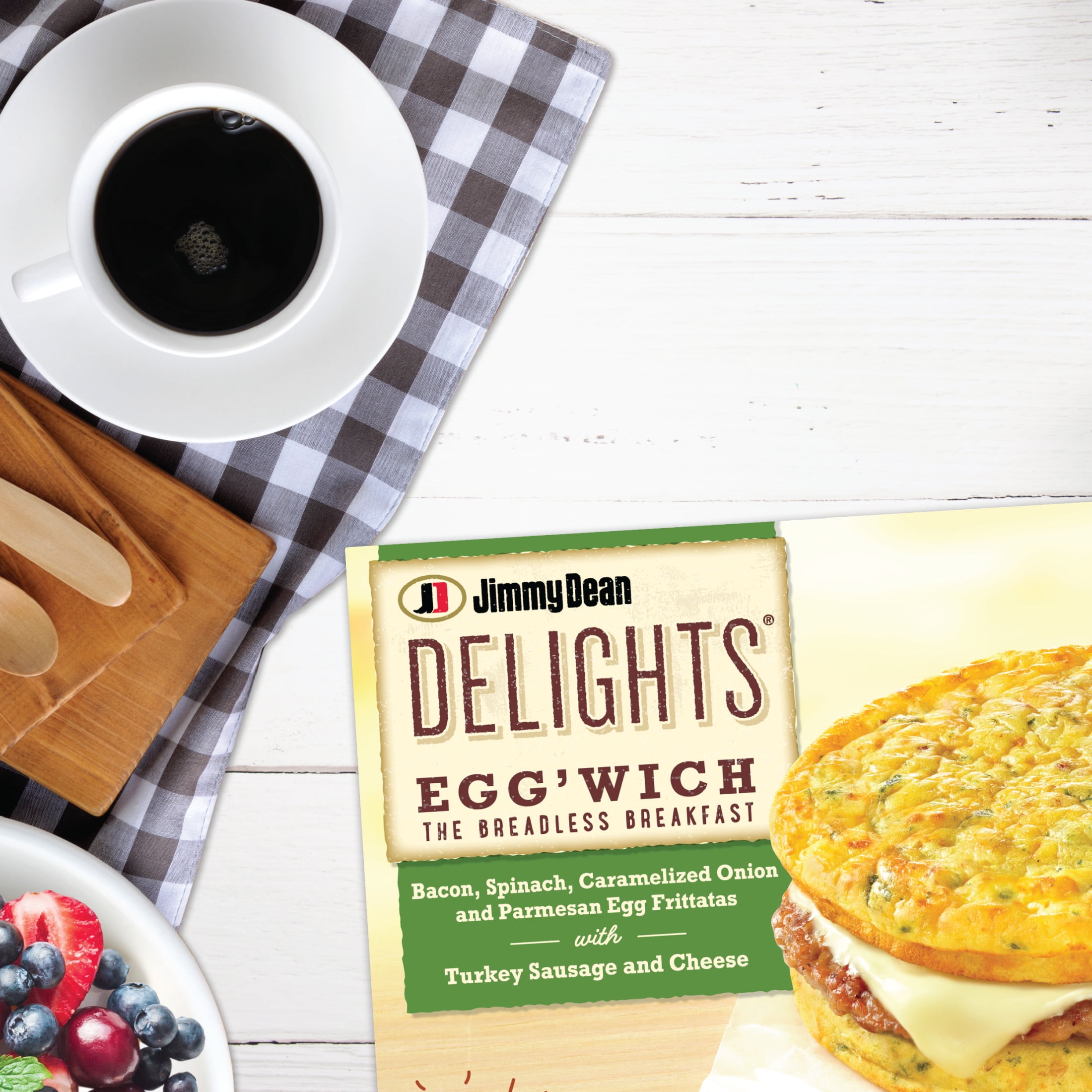 Jimmy Dean Delights Frozen Breakfast Sandwich, Egg'wich Parmesan Egg Frittatas Turkey Sausage Cheese, 4 Count