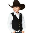 thumbnail image 5 of FamilyThread Boy's Formal Suit Vest Tweed Slim Button Vest Solid Color Waistcoat Vest Unique V-Neck Design with Pockets For 3-12Y, 5 of 8