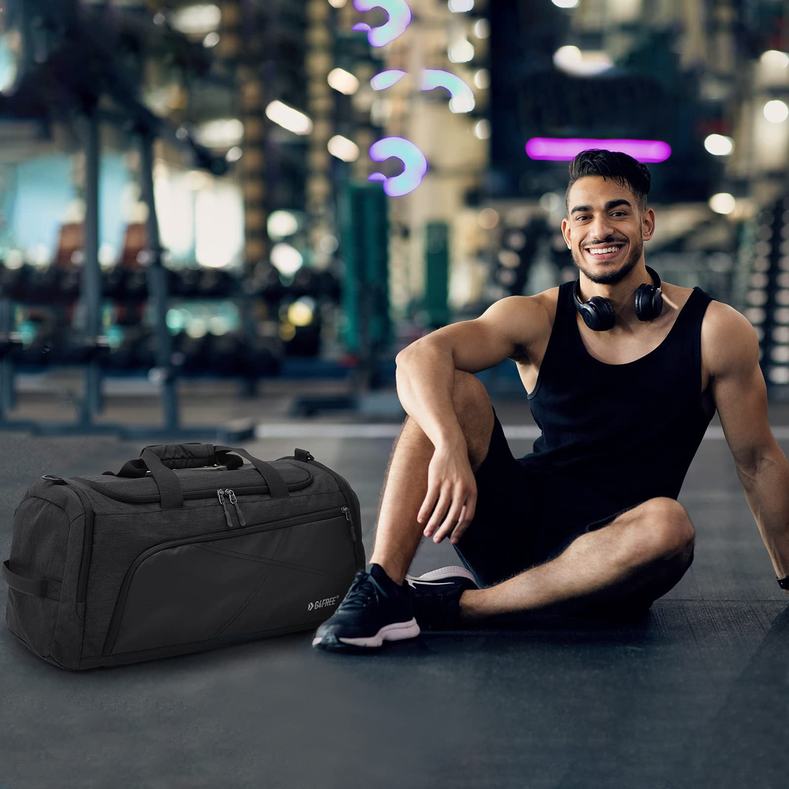 G4Free Sports Travel Duffel Bag 45L/60L with Shoe Compartment and Wet Pocket for Men and Women