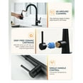 thumbnail image 5 of Wowow Matte Black Single Handle High Arc Stainless Steel 360 rotating Kitchen Faucet Tap with Pull Down Sprayer, 5 of 8