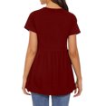 thumbnail image 4 of DYMADE Womens Summer Breathable Lace Tie-Front Neckline Short Sleeve Flared Fit Basic T-Shirt Tops, 4 of 4