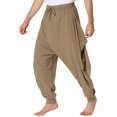 thumbnail image 4 of Lars Amadeus Men's Solid Black Elastic Waist Slant Pockets Harem Pants, 4 of 6