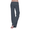 thumbnail image 3 of Linen Summer Pants Women 2026 Trendy Casual High Waist Drawstring Loose Fit Lightweight Long Palazzo Gauze Pants, 3 of 6