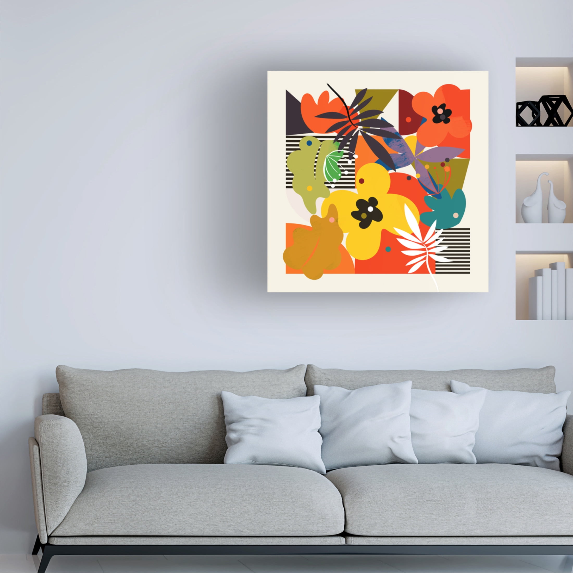 Trademark Fine Art Ana Rut Bre Circles Minimal Flower Canvas Wall Art