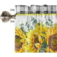 thumbnail image 5 of Kitchen Curtains and Valances Set, Summer Sunflower Eucalyptus Leaves Black Buffalo Plaid Floral Short Rod Pocket 3 Pieces Window Curtain Set for Bedroom, Bathroom, 24 Inch Long, 5 of 5