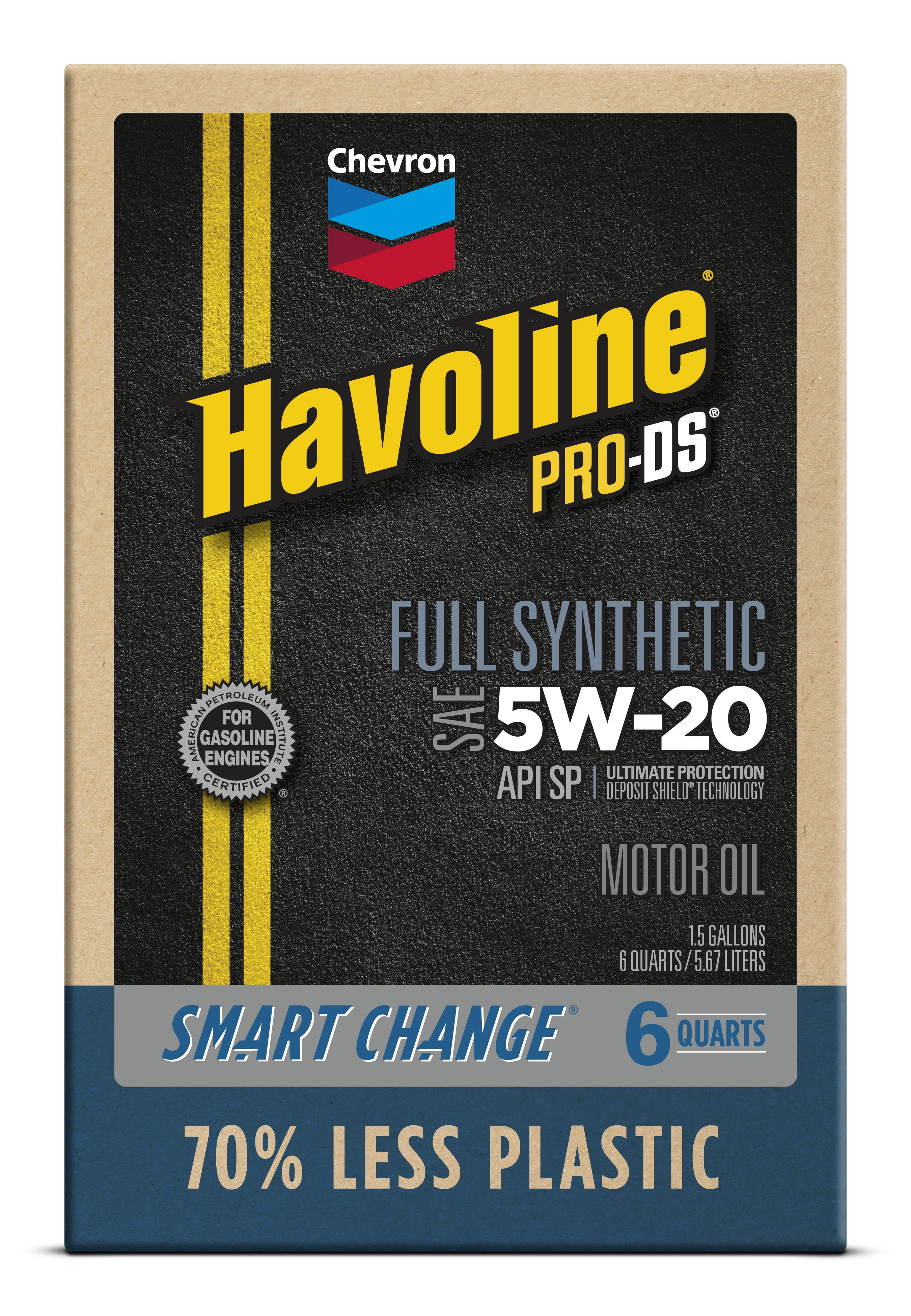Chevron Havoline ProDS Full Synthetic Motor Oil 5W-20, 6 Quart