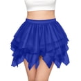 thumbnail image 2 of BiZtdJrK Women's Dancing Mini Skirts Ruffle Tiered High Waist Gauze Skirt Baggy Solid Color Casual Summer Tutu Skirts Blue XXL, 2 of 5