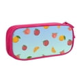 thumbnail image 1 of TEQUAN Large Capacity Pencil Case, Fruits Green Background Pattern Pencil Pouch 2 Compartments Pencil Bag (Pink), 1 of 7
