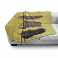 thumbnail image 2 of Feather Soft Flannel Fleece Throw Blanket, Composition of 3 Hipster Boho Style Fluff Exotic Animal Wings Print, Cozy Plush for Indoor and Outdoor Use, 50" x 70", Mustard and Multicolor, by Ambesonne, 2 of 5
