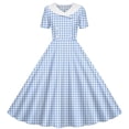 thumbnail image 6 of Vornjynx Midi Dresses for Kids Girls Plaid Printed Button-Up Collar V Neck Summer Wedding Trendy Dress Light Blue Size 12, 6 of 7
