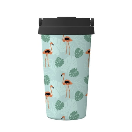 

Handle insulated Coffee Cup Gifts For Women Cute Cartoon Flamingo And Tropical Leaves 17oz Coffee Tumbler Leak Proof Insulated Cup Coffee Tumbler