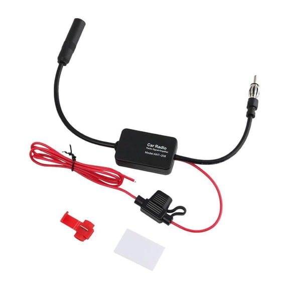 Universal 12V Car Radio Antenna Signal Amplifier Booster for AM/FM Transmitters, Enhances Reception and Clarity