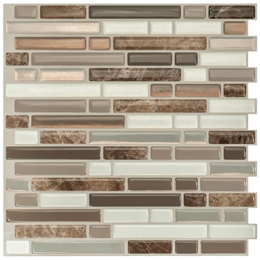 SMART TILES Peel and Stick Backsplash Tiles - 4 sheets of 10in x 10in - 3D Adhesive Peel and Stick Tile Backsplash for Kitchen, Bathroom, Wall Tiles