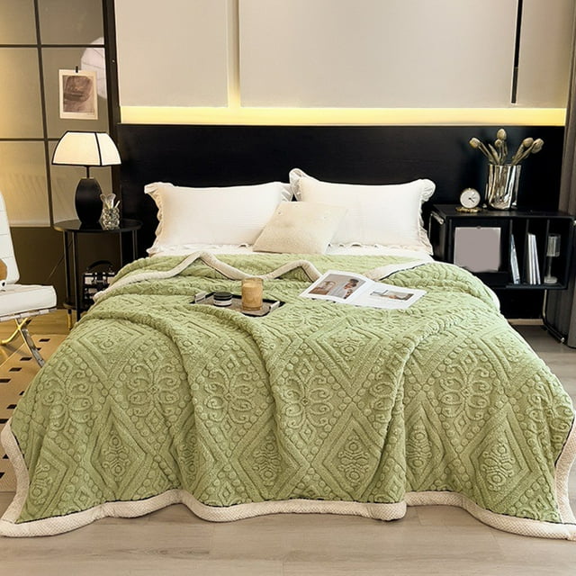 Fleece Blanket, Extra Thick Flannel Fleece Throw Blanket, Double Layer Warm Cozy Bed Couch Office Nap Cover Machine Washable, Green