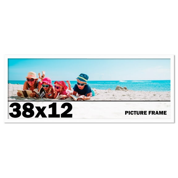 38x12 Frame White Solid Wood Picture Frame Includes UV Acrylic Shatter Guard Front, Acid Free Foam