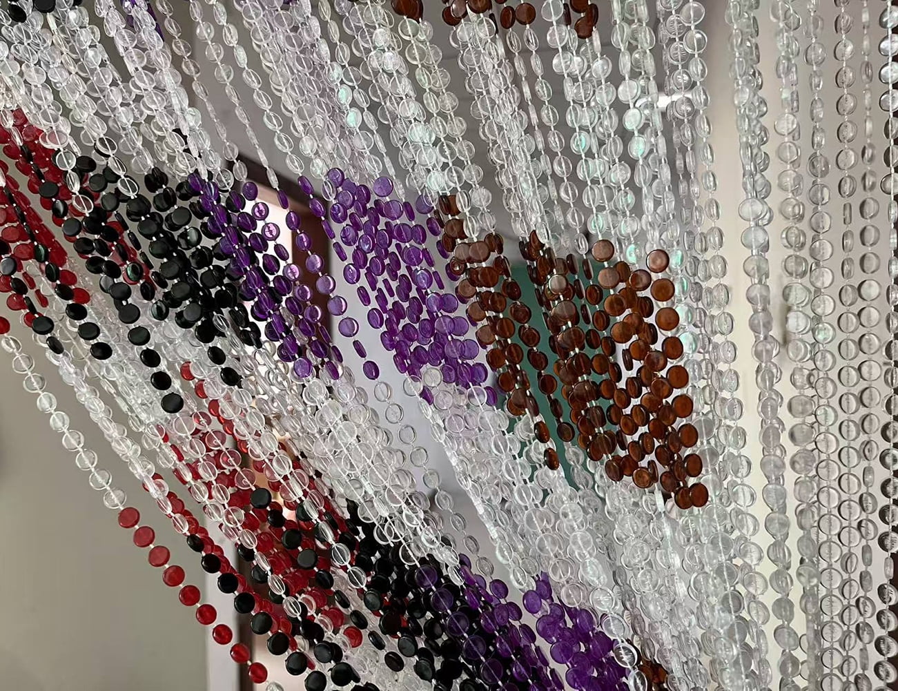 ZiDeTang 100% Acrylic Round Beaded Door Curtain for Doorway Sparkle Boho Hippie Room Divider Decor Fringe Tassel Window Fly Screen ( Clear, 39.3" x 76.7")
